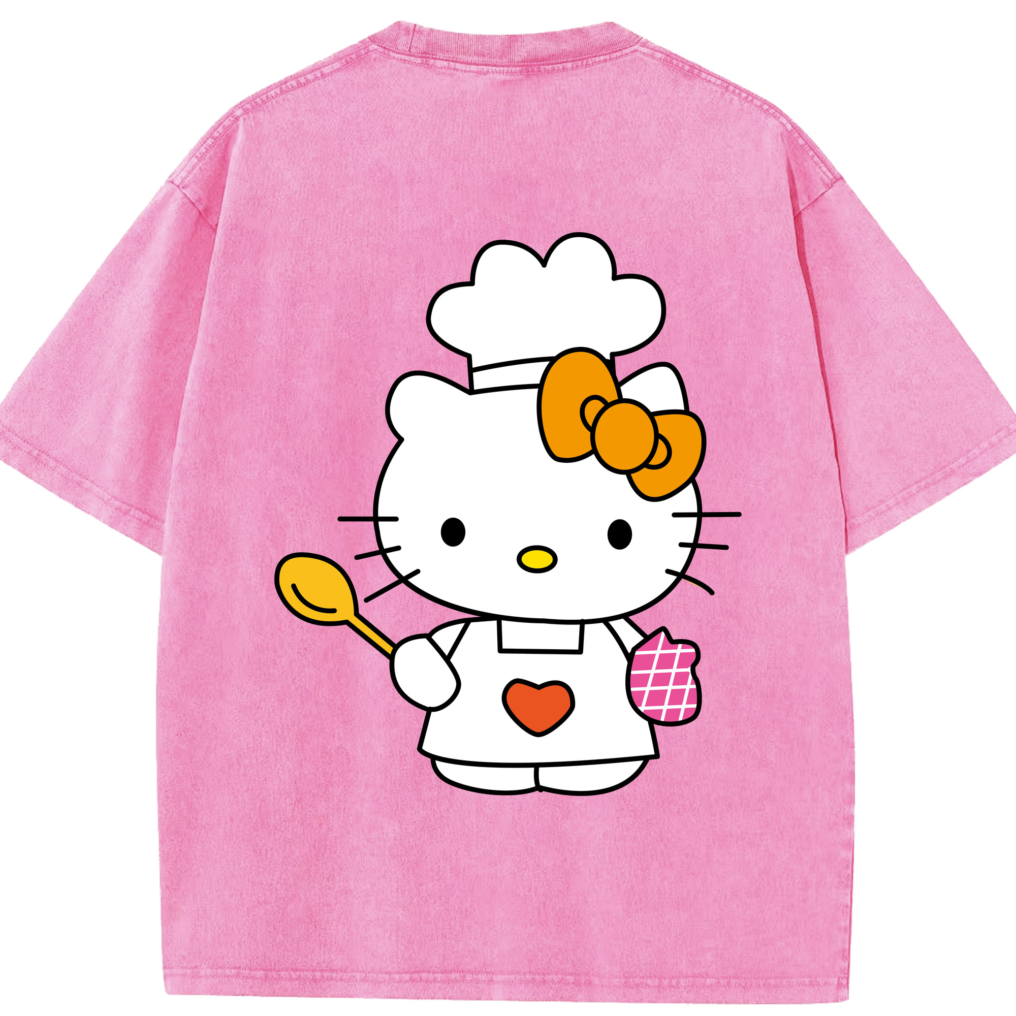 （画像用） Hello Kitty ハローキティ 綿100% ヴィンテージ風 半袖Tシャツ（背面プリント）